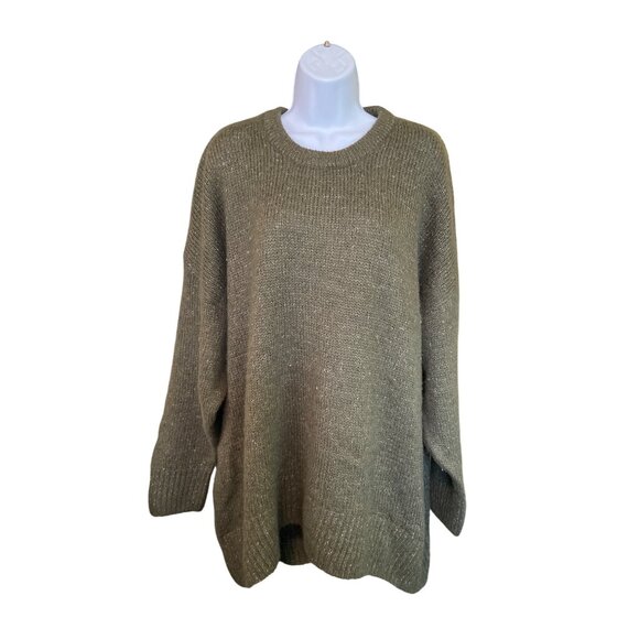 Old Navy Crewneck Sweater XXL Green Knit Heritage Relaxed Cozy Soft Pullover - Picture 2 of 8